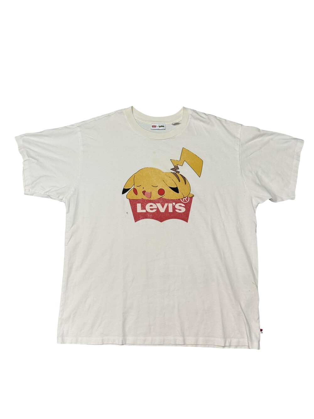 Levis X Pokemon Shirt Mens Large White Pikachu Graphic Tee Relaxed Fit Crew Neck